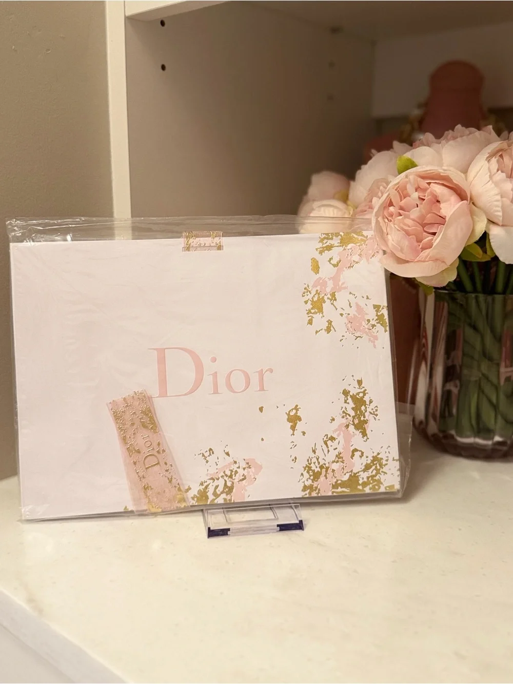 Made for Dior Pink and Gold Decorative Gift Bag 🎁 with ribbon NIP